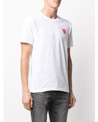 weißes besticktes T-Shirt mit einem Rundhalsausschnitt von Comme Des Garcons Play