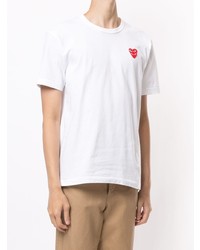 weißes besticktes T-Shirt mit einem Rundhalsausschnitt von Comme Des Garcons Play