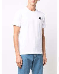 weißes besticktes T-Shirt mit einem Rundhalsausschnitt von Comme Des Garcons Play