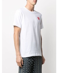 weißes besticktes T-Shirt mit einem Rundhalsausschnitt von Comme Des Garcons Play