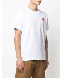 weißes besticktes T-Shirt mit einem Rundhalsausschnitt von Comme Des Garcons Play