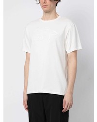 weißes besticktes T-Shirt mit einem Rundhalsausschnitt von MAISON KITSUNÉ