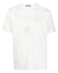 weißes besticktes T-Shirt mit einem Rundhalsausschnitt von Corneliani