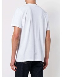 weißes besticktes T-Shirt mit einem Rundhalsausschnitt von AMI Alexandre Mattiussi