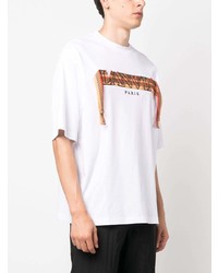 weißes besticktes T-Shirt mit einem Rundhalsausschnitt von Lanvin