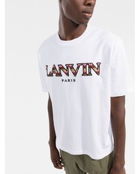 weißes besticktes T-Shirt mit einem Rundhalsausschnitt von Lanvin