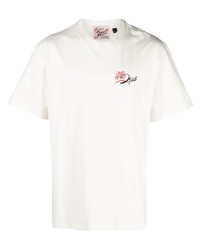weißes besticktes T-Shirt mit einem Rundhalsausschnitt von Deus Ex Machina