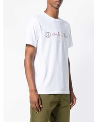 weißes besticktes T-Shirt mit einem Rundhalsausschnitt von Ps By Paul Smith