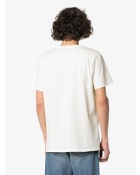 weißes besticktes T-Shirt mit einem Rundhalsausschnitt von MAISON KITSUNÉ