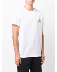 weißes besticktes T-Shirt mit einem Rundhalsausschnitt von Moncler