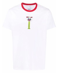 weißes besticktes T-Shirt mit einem Rundhalsausschnitt von Doublet
