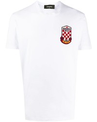 weißes besticktes T-Shirt mit einem Rundhalsausschnitt von DSQUARED2