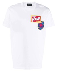 weißes besticktes T-Shirt mit einem Rundhalsausschnitt von DSQUARED2