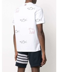 weißes besticktes T-Shirt mit einem Rundhalsausschnitt von Thom Browne