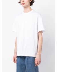 weißes besticktes T-Shirt mit einem Rundhalsausschnitt von Wooyoungmi