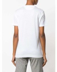 weißes besticktes T-Shirt mit einem Rundhalsausschnitt von Marco De Vincenzo