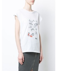 weißes besticktes T-Shirt mit einem Rundhalsausschnitt von Patbo