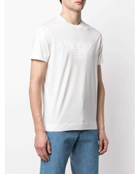 weißes besticktes T-Shirt mit einem Rundhalsausschnitt von Emporio Armani