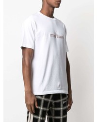 weißes besticktes T-Shirt mit einem Rundhalsausschnitt von Stone Island