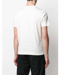 weißes besticktes T-Shirt mit einem Rundhalsausschnitt von Emporio Armani