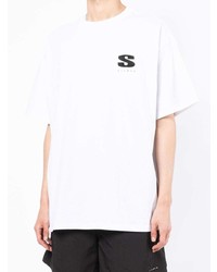 weißes besticktes T-Shirt mit einem Rundhalsausschnitt von Stampd