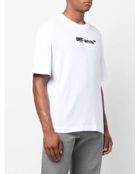 weißes besticktes T-Shirt mit einem Rundhalsausschnitt von Off-White