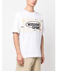 weißes besticktes T-Shirt mit einem Rundhalsausschnitt von Missoni