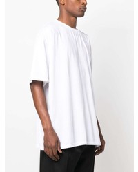 weißes besticktes T-Shirt mit einem Rundhalsausschnitt von MM6 MAISON MARGIELA