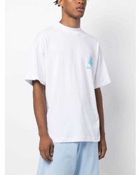 weißes besticktes T-Shirt mit einem Rundhalsausschnitt von BLUE SKY INN