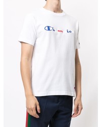 weißes besticktes T-Shirt mit einem Rundhalsausschnitt von Champion