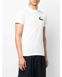 weißes besticktes T-Shirt mit einem Rundhalsausschnitt von Lacoste