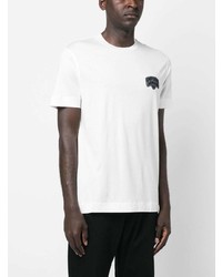 weißes besticktes T-Shirt mit einem Rundhalsausschnitt von Emporio Armani