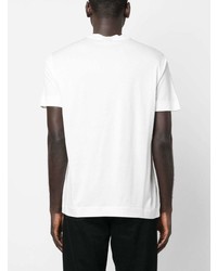 weißes besticktes T-Shirt mit einem Rundhalsausschnitt von Emporio Armani