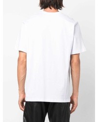 weißes besticktes T-Shirt mit einem Rundhalsausschnitt von MSGM