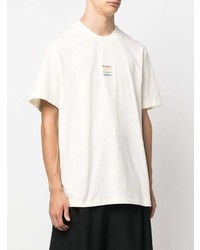 weißes besticktes T-Shirt mit einem Rundhalsausschnitt von MSGM