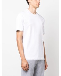 weißes besticktes T-Shirt mit einem Rundhalsausschnitt von Brunello Cucinelli