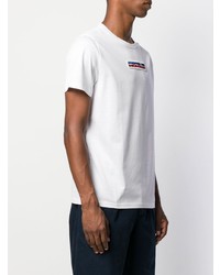 weißes besticktes T-Shirt mit einem Rundhalsausschnitt von Moncler