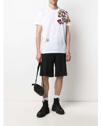 weißes besticktes T-Shirt mit einem Rundhalsausschnitt von DSQUARED2