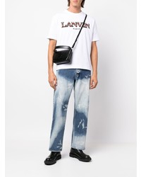 weißes besticktes T-Shirt mit einem Rundhalsausschnitt von Lanvin