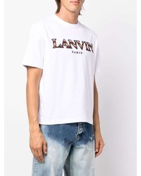 weißes besticktes T-Shirt mit einem Rundhalsausschnitt von Lanvin