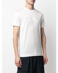 weißes besticktes T-Shirt mit einem Rundhalsausschnitt von Emporio Armani