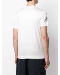 weißes besticktes T-Shirt mit einem Rundhalsausschnitt von Emporio Armani