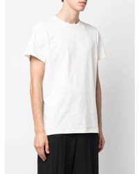 weißes besticktes T-Shirt mit einem Rundhalsausschnitt von Jil Sander