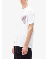 weißes besticktes T-Shirt mit einem Rundhalsausschnitt von JW Anderson