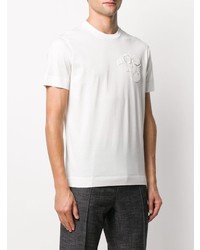 weißes besticktes T-Shirt mit einem Rundhalsausschnitt von Emporio Armani