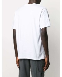 weißes besticktes T-Shirt mit einem Rundhalsausschnitt von MSGM