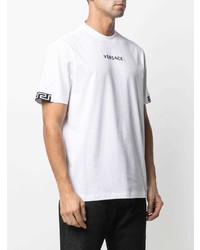 weißes besticktes T-Shirt mit einem Rundhalsausschnitt von Versace