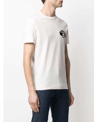 weißes besticktes T-Shirt mit einem Rundhalsausschnitt von Emporio Armani