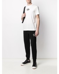 weißes besticktes T-Shirt mit einem Rundhalsausschnitt von Emporio Armani