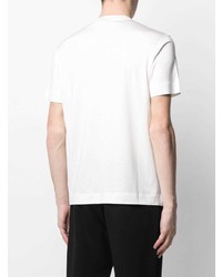 weißes besticktes T-Shirt mit einem Rundhalsausschnitt von Emporio Armani